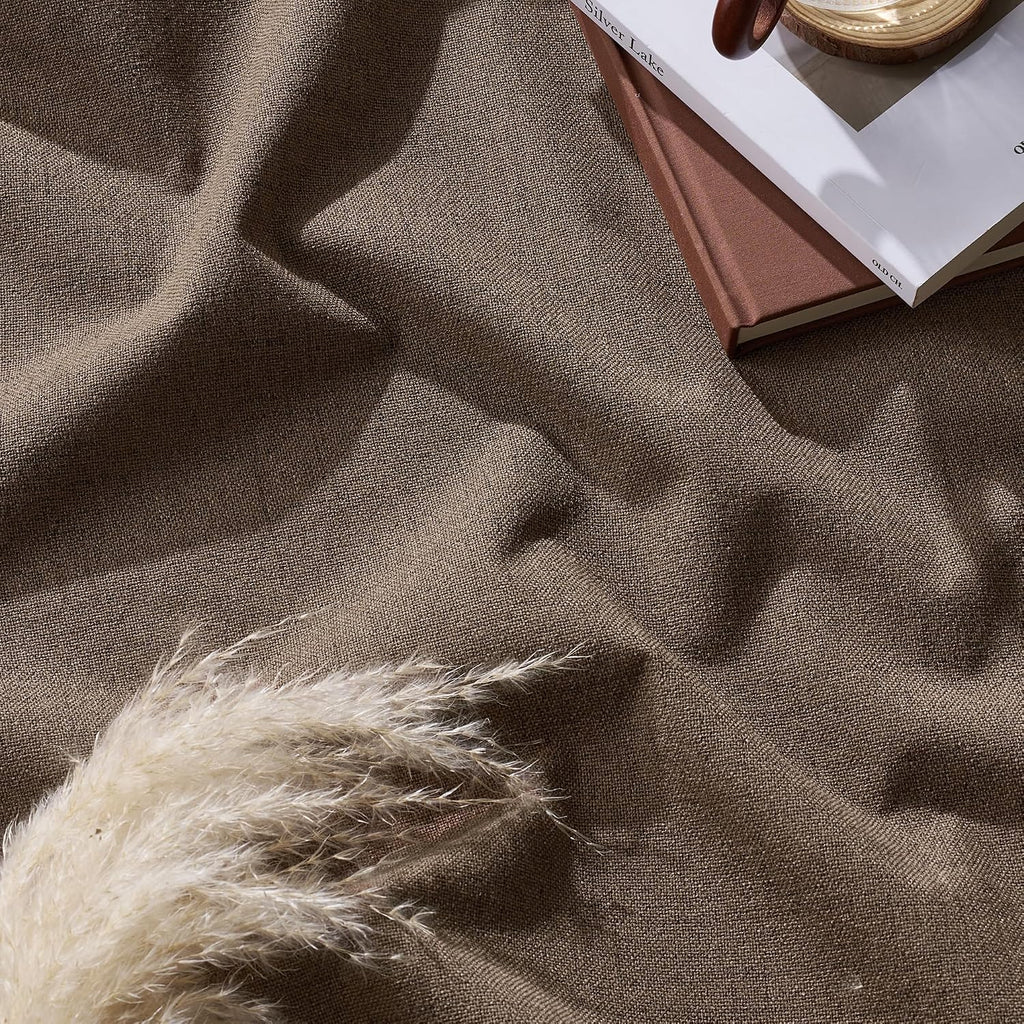 100% Blackout Linen Textured Curtains 108 inches Long, Thermal Insulating Privacy Energy Saving for Bedroom Living