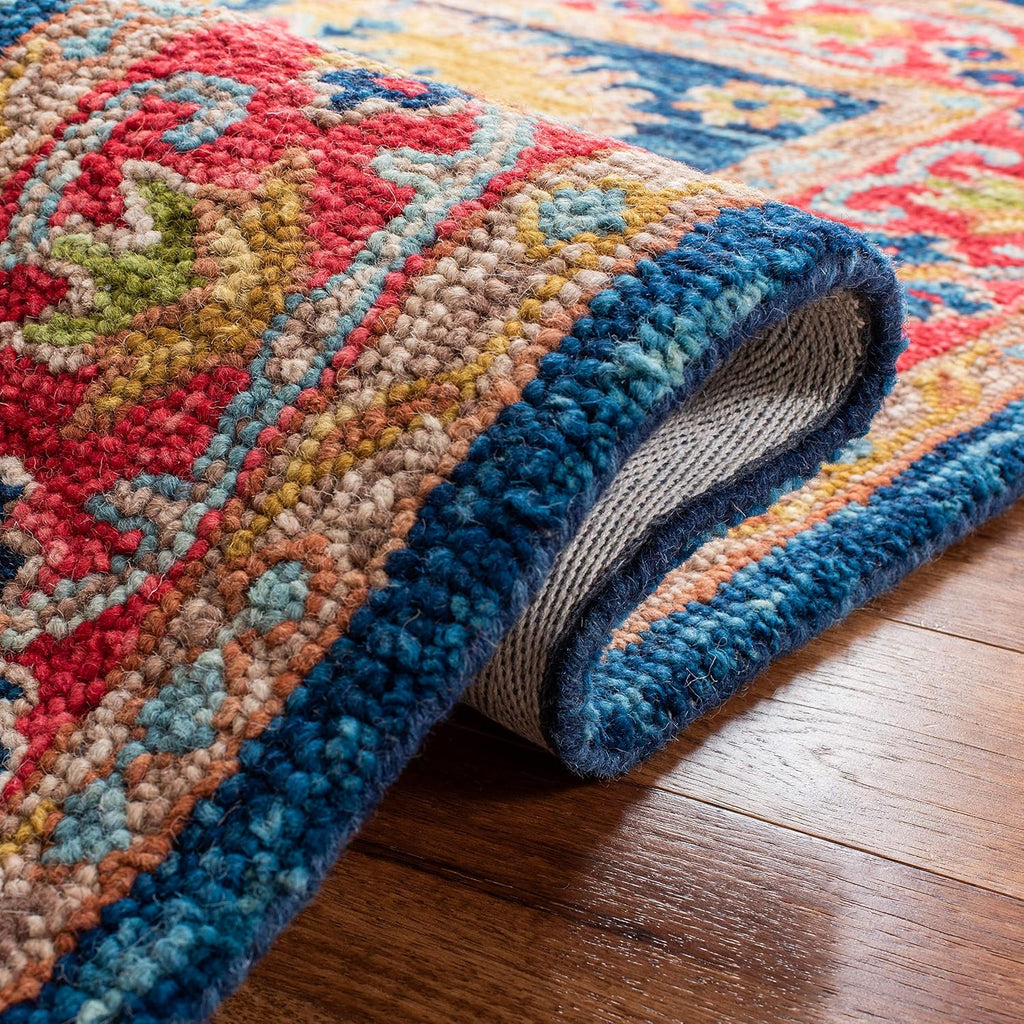 Aspen Area Rug - 10' x 14', Red & Blue, Handmade Boho Wool
