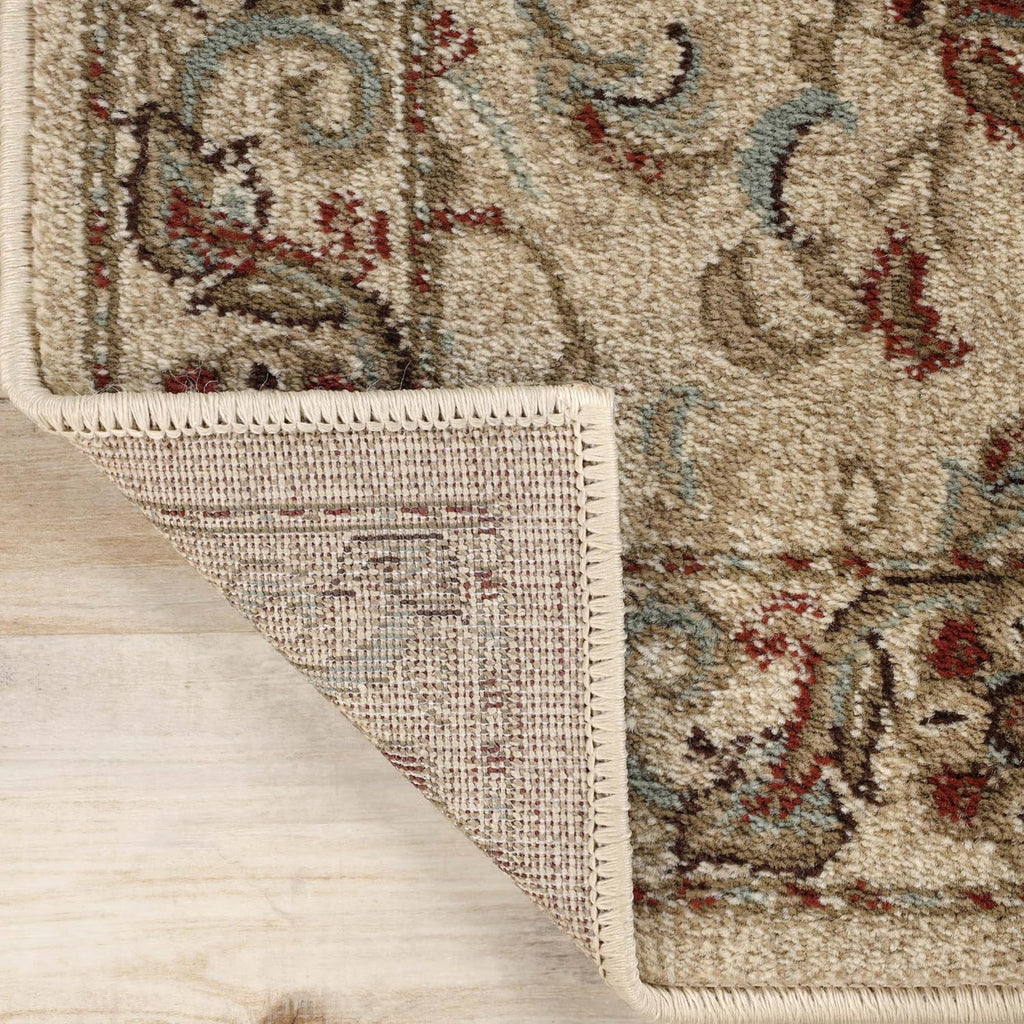 BNM Geometric Floral Medallion Traditional Indoor Area Rug Collection with Jute Backing, Ivory