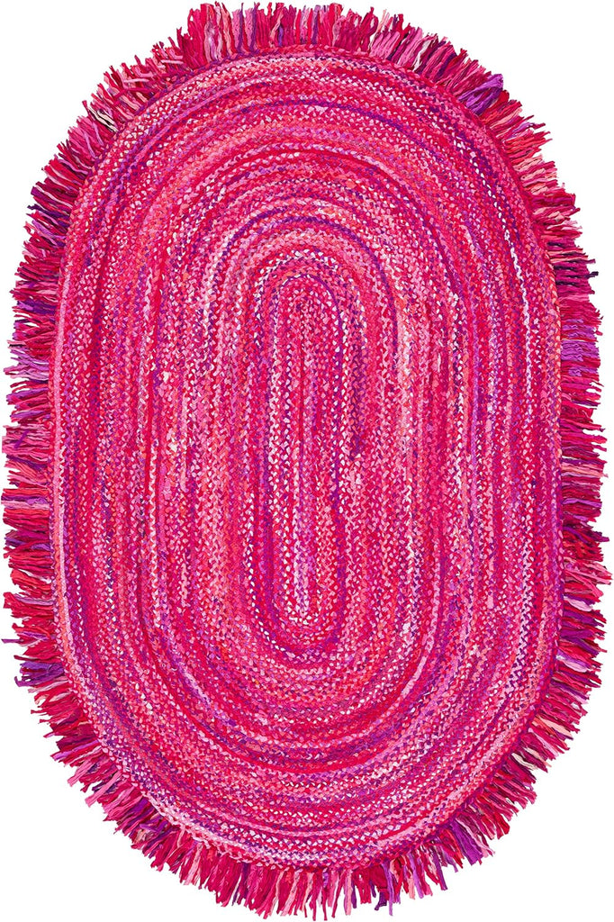 Braided Oval Rug 5x8, Pink & Fuchsia BRD451U