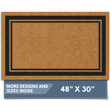 Natural Coco Coir Non-Slip Doormat (30x48, Border)