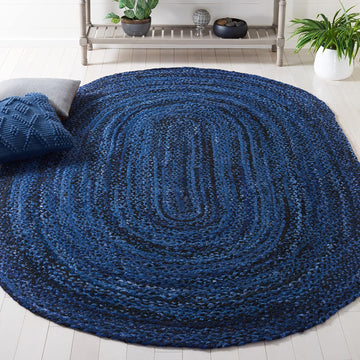 Braided Oval Rug 6x8, Navy & Black BRD452N