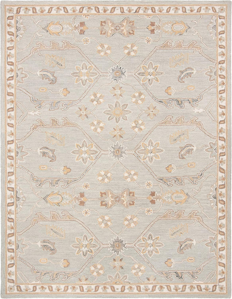 Blossom 8' x 10' Slate / Beige Handmade Premium Wool Area Rug