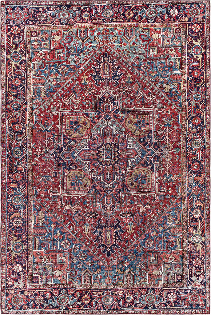 Ronneby Living Room, Bedroom Area Rug - Medallion Floral Geometric Border Diamond - Traditional Oriental Transitional
