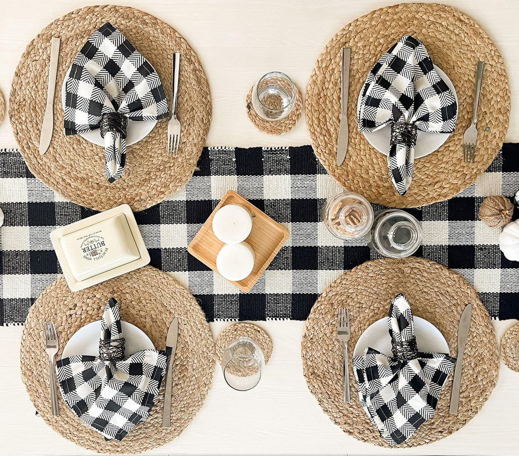 Round Woven Jute Braided Placemats, Set of 4, 14 Inch
