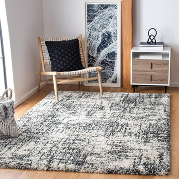 Hudson Shag Square Rug 7', Plush Ivory & Dark Grey SGH294A