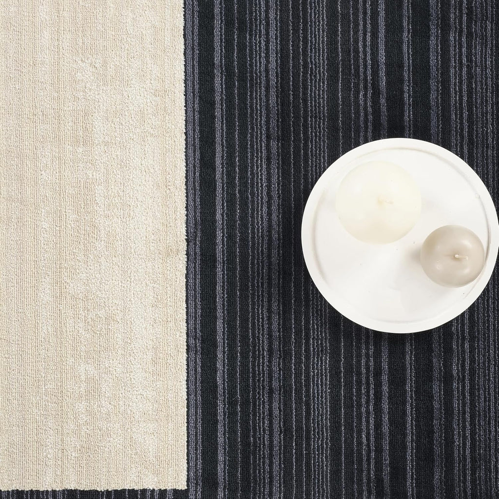 Austin Collection Navy Area Rug - - Block Checkered Pattern, Non-Shedding - Easy to Clean, Durable s, Dining