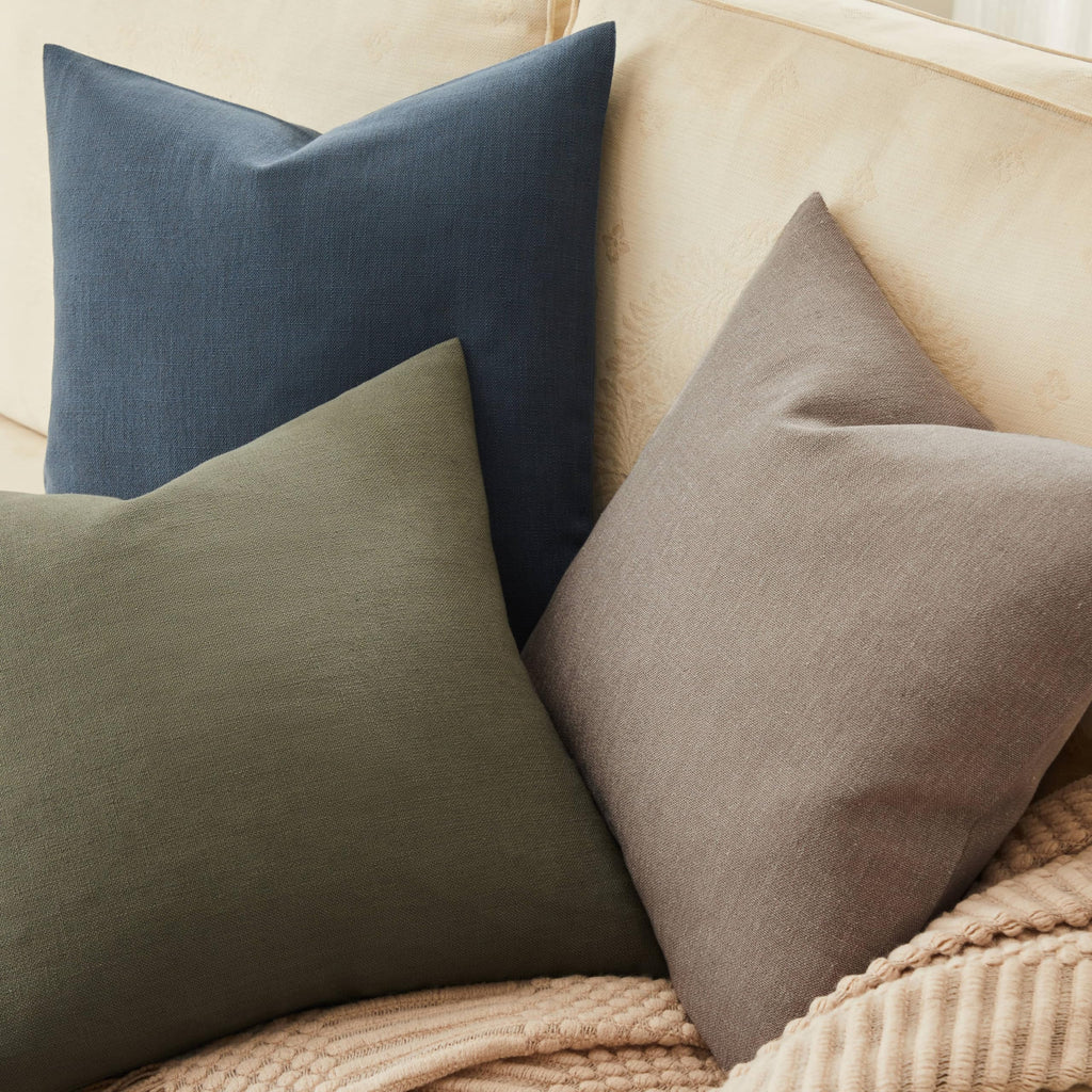 Rustic Linen Throw Pillow Covers Set of 2, Navy 24x24in