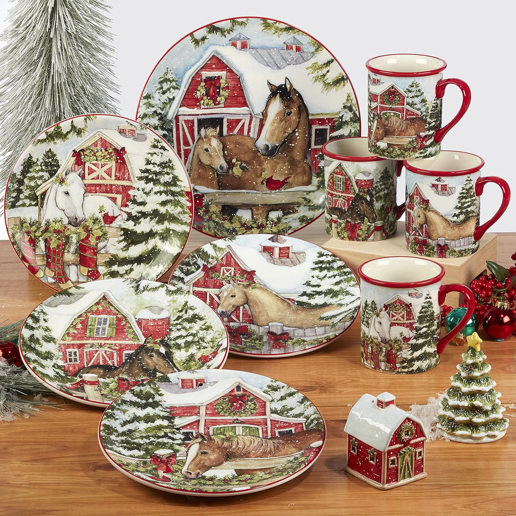 Homestead Christmas Rectangular Platter 14in x 10in, Multicolor, Large