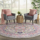 Home Passion Light Grey Pink 8' x Round Area Rug - Easy Clean, Non Shedding, Bed Room, Living Room, 