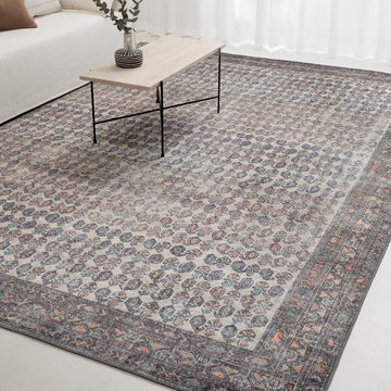 Humble Cypress 10’ x 14’ Area Rug - Ivory, Coral & Cypress Blue Heritage Flatweave, Low-Pile - Easy Clean Area Rug