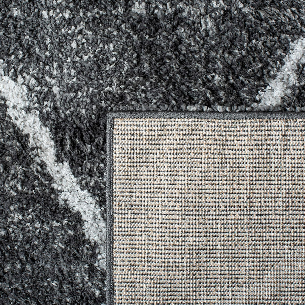 August Shag Collection Area Rug - 6'7" Square, Dark Grey & Ivory, Trellis Design, Non-Shedding & Easy Care, 1.25-inch