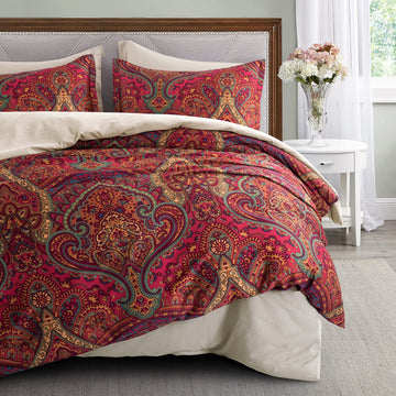 Boho Paisley Medallion Duvet Cover Set Traditional Antique Rug Vintage Damask Bohemian Pattern Bedding Elegant Boteh