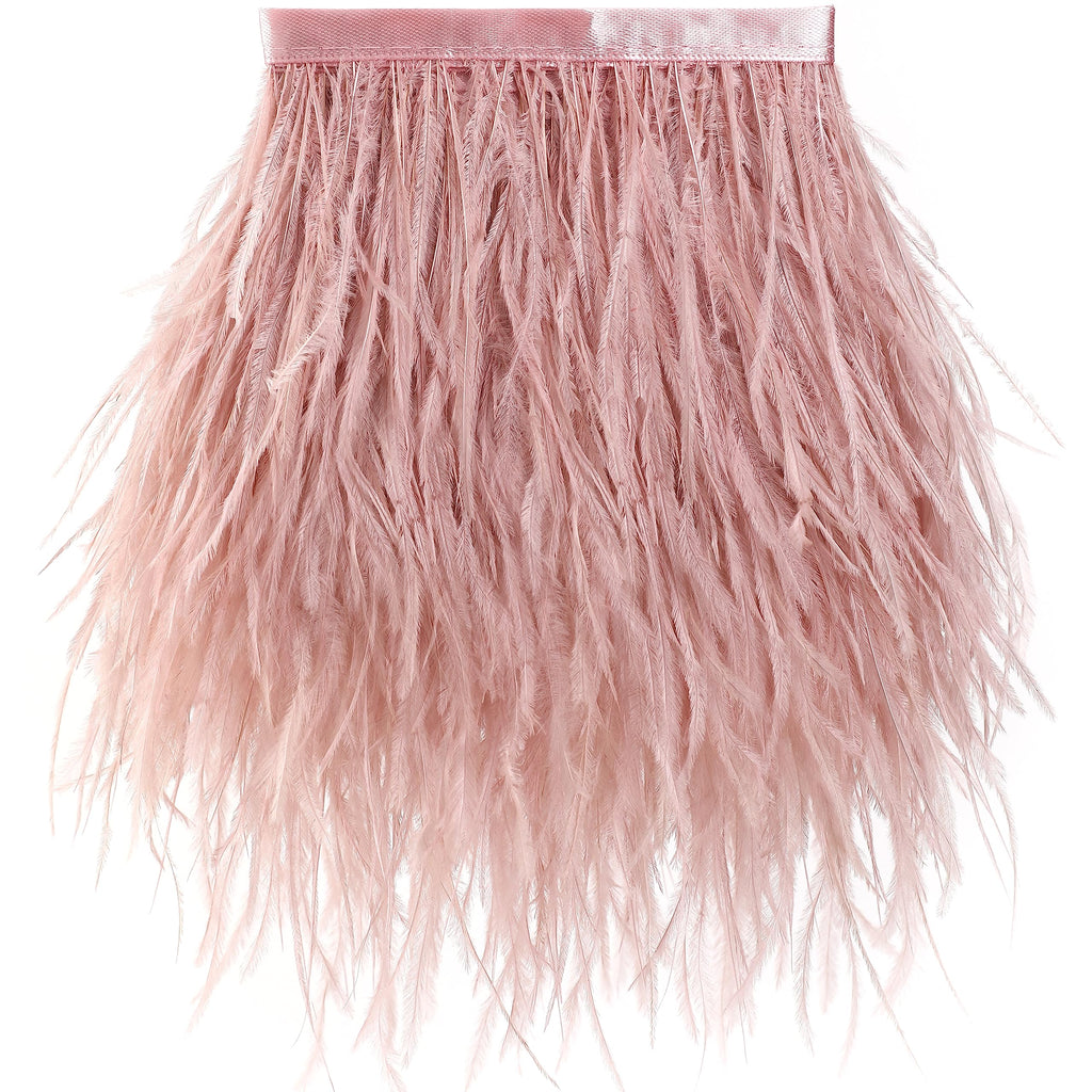 4-5inch Pink Ostrich Feather Trim for Sewing,2Yards