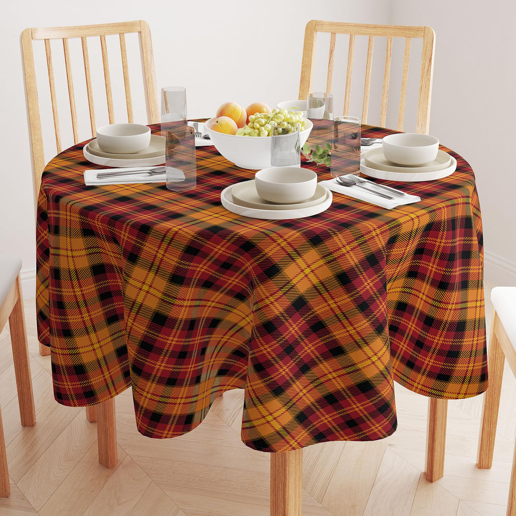 Fall Harvest Tablecloth | Plaid Round Tablecloth | 60" Round | Machine Washable and Stain-Resistant for Easy Care
