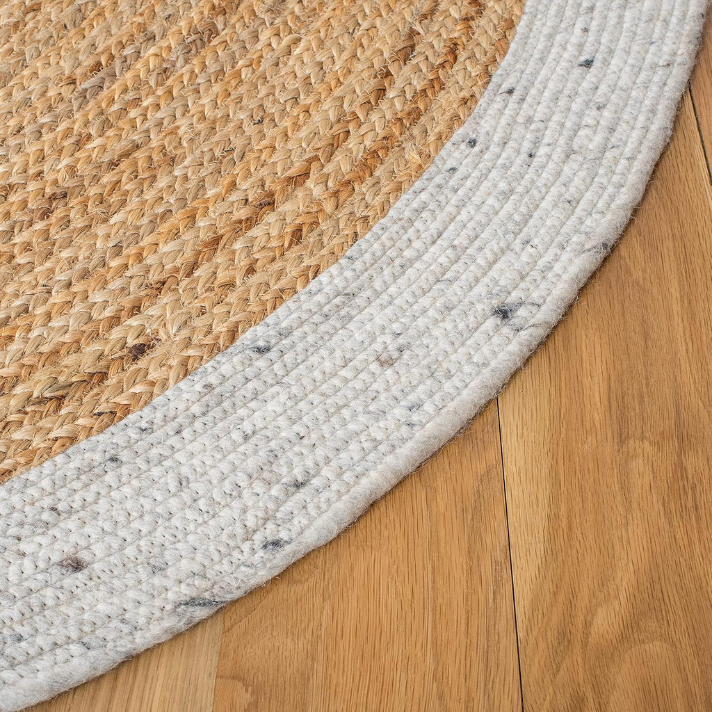 Braided Oval Rug, Wool Light Grey & Brown BRD910F