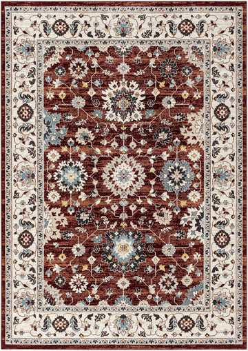 Everwash Treasure Lina Traditional Medallion Machine Washable Area Rug, Red/Ivory, 5'2"x7'2"