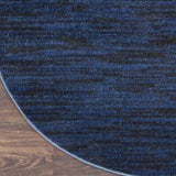 Home Nourison Essentials Midnight Blue 8' x Round Area Rug - Easy Clean, Non Shedding, Bed Room, Liv