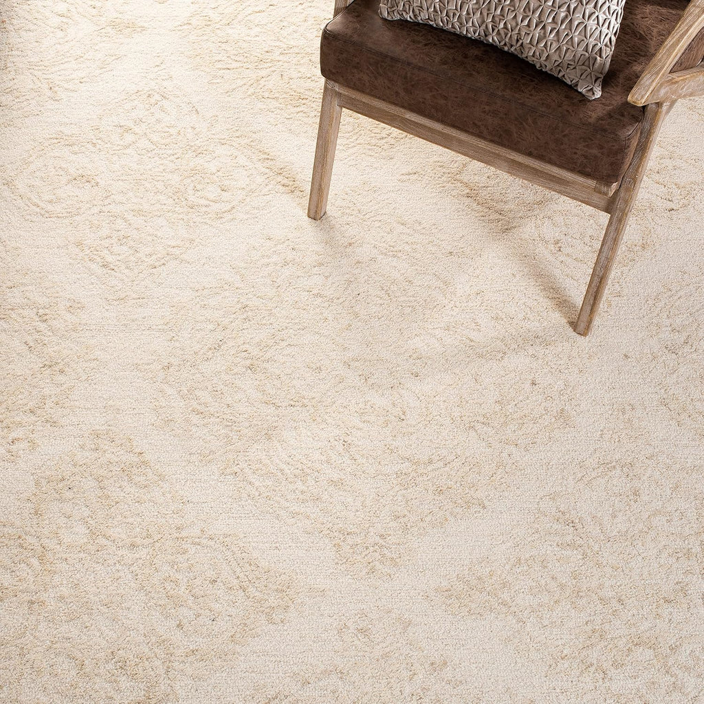 Abstract X-Large Area Rug - 11' x 15', Ivory & Beige, Handmade Wool