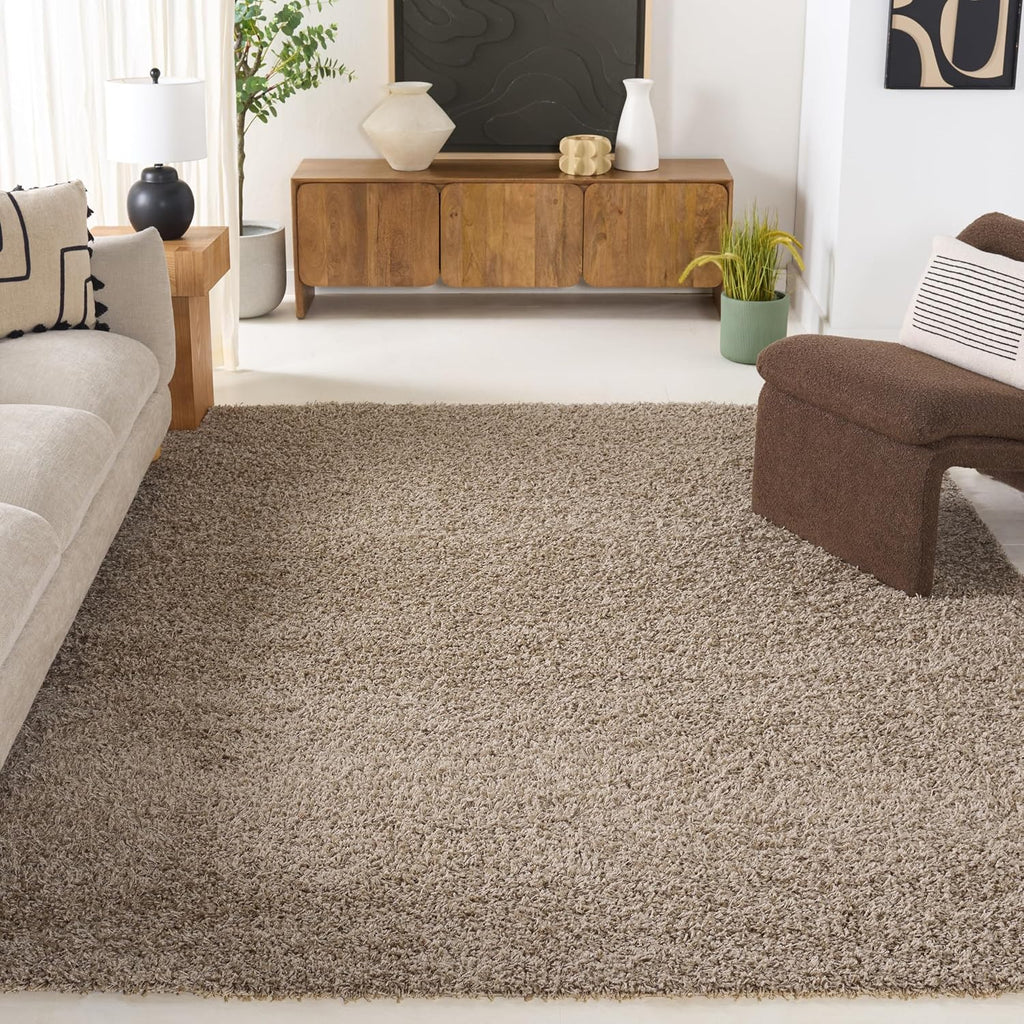 Area Rug 8x10 - Athens Shag Collection - Large - Beige, Non-Shedding & Easy to Clean, Ideal, Dining Space (SGA119G)