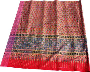 Sukhothai Batik Fabric in Traditional Thai Floral Print 70x40 inch, Red