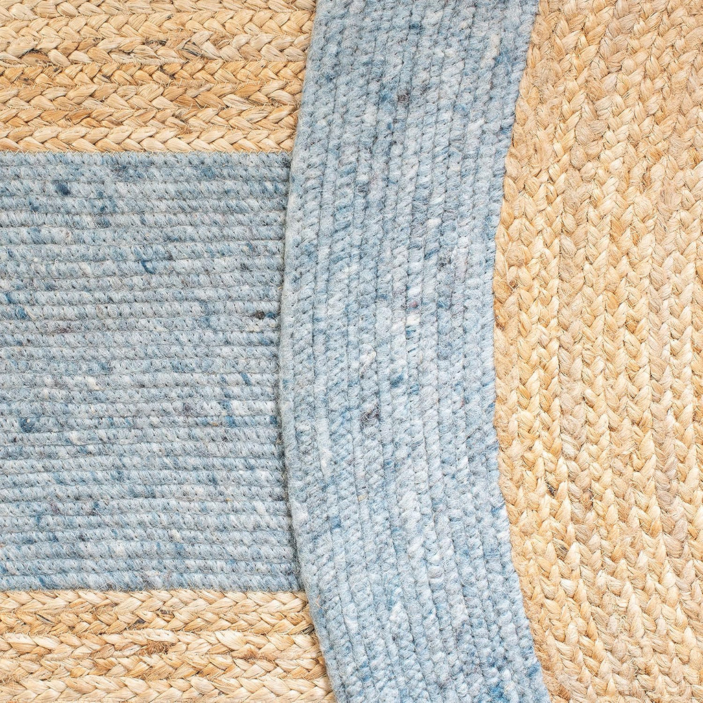Braided Oval Rug, Wool Light Blue & Gold BRD910H