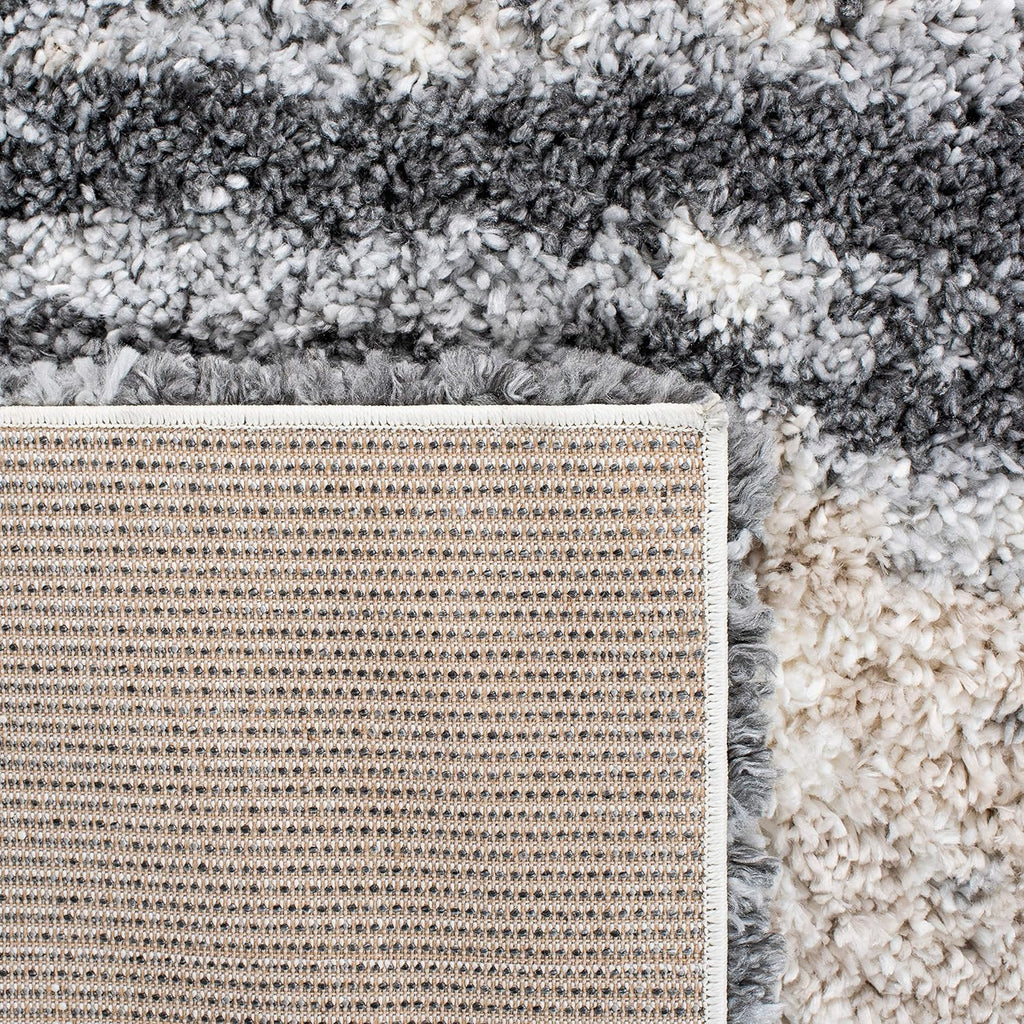 Fontana Shag Collection Area Rug - 6'7" Square, Grey & Ivory, Non-Shedding & Easy to Clean, Plush Thick Pile, Ideal