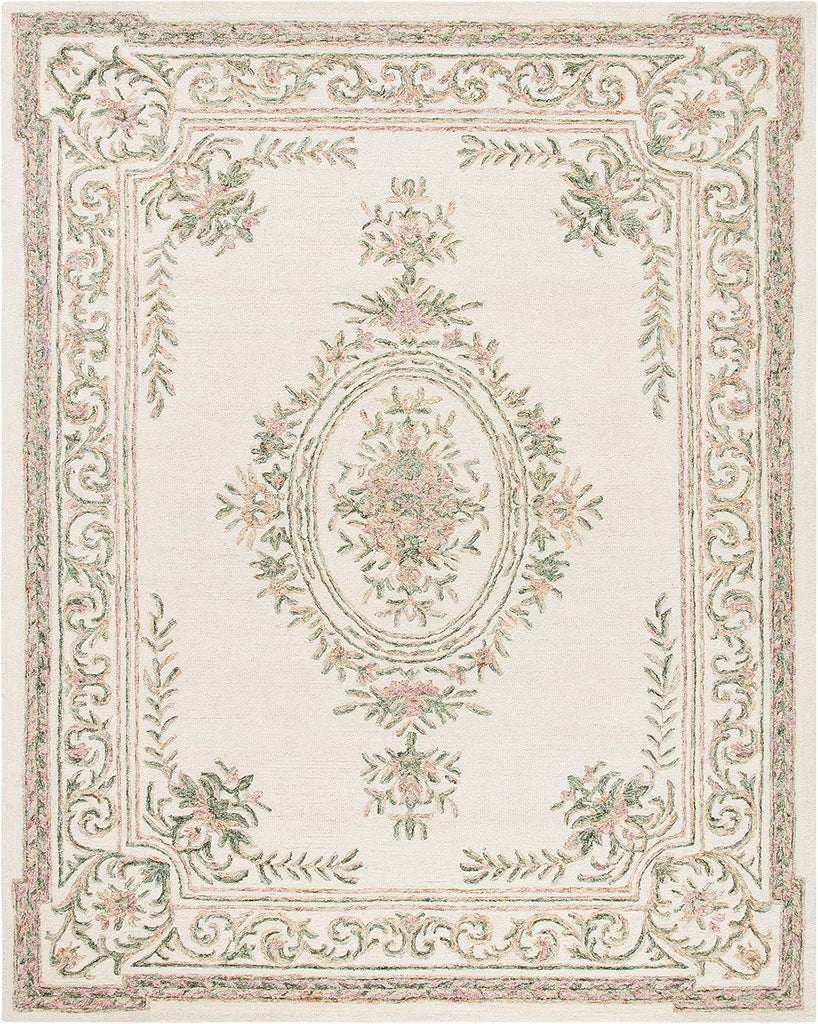 Area Rug 8x10 - Micro-Loop - Large - Ivory & Fuchsia, Handmade Wool