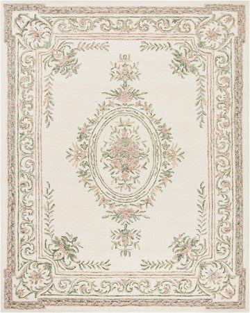 Area Rug 8x10 - Micro-Loop - Large - Ivory & Fuchsia, Handmade Wool