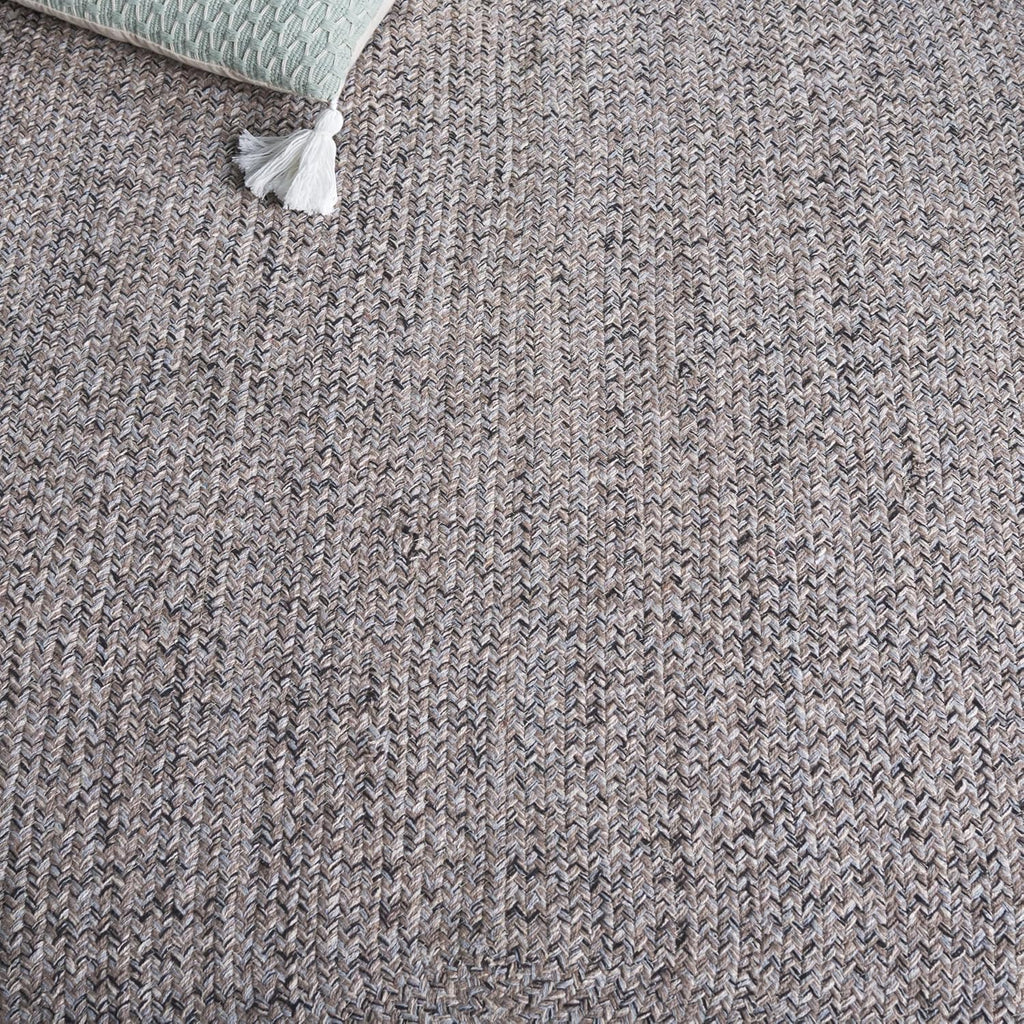Braided Cotton Oval Rug 6'x9', Ivory & Steel Grey BRD256A