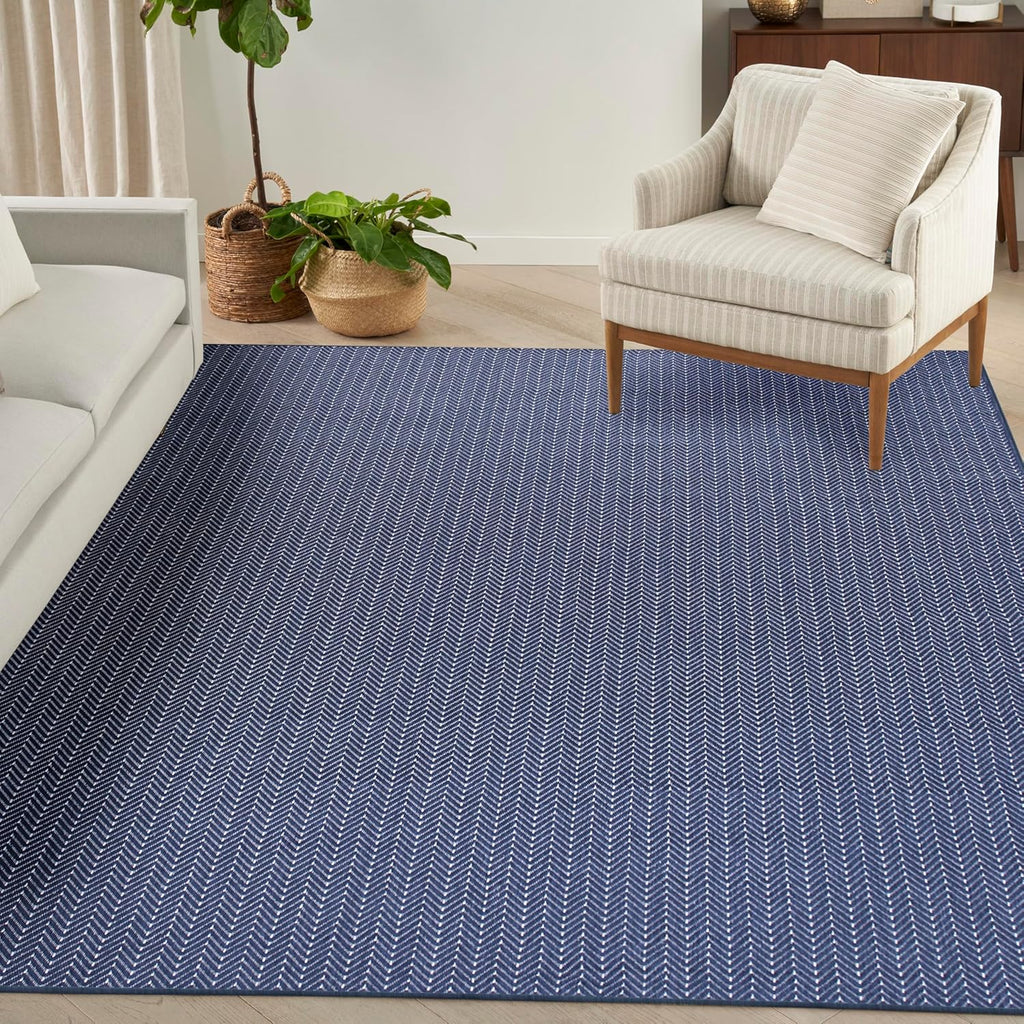 Home Horizon Indoor/Outdoor Navy 8' x 10' Area Rug - Easy Clean, Non Shedding, Bed Room, Living Room
