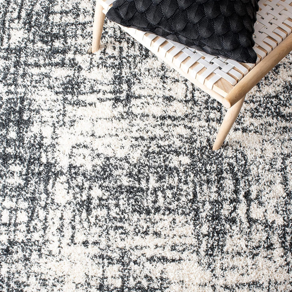 Hudson Shag Square Rug 7', Plush Ivory & Dark Grey SGH294A