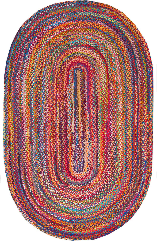 Tammara Multicolor Ombre Braided Area Rug, Oval 5' x 8' | Tammara Ombre Oval 5' x 8' Area Rug Bedroom Dining Room