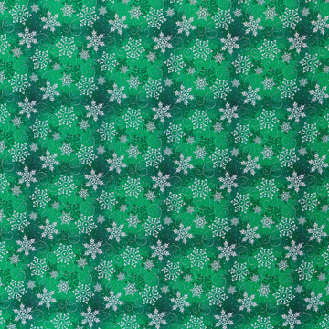 Christmas Cotton Fabric, Snowflakes Green Cut by The Yard