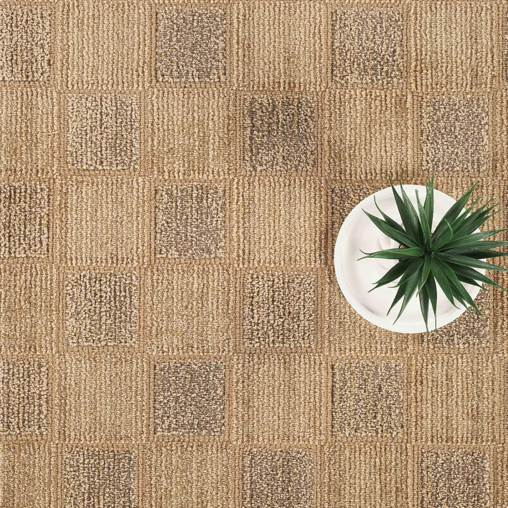 Evelyn Collection Brown Area Rug - - Modern Checkered Pattern, Non-Shedding - Easy to Clean, Durable s