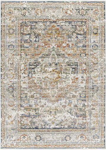 Ivory Medallion Traditional Area Rug Natural Gray Kazou Living Room Bedroom Dining Room Home Office Apartment