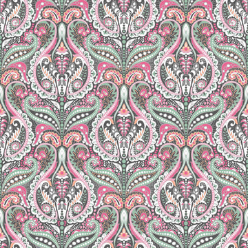 Intricate Damask Gray 100% Cotton Fabric By The Yard