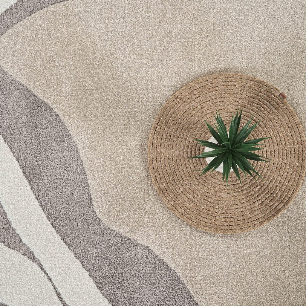 Beau Collection Beige Oval Area Rug - - Geometric Pattern, Non-Shedding - Easy to Clean, Durable s, Bedrooms