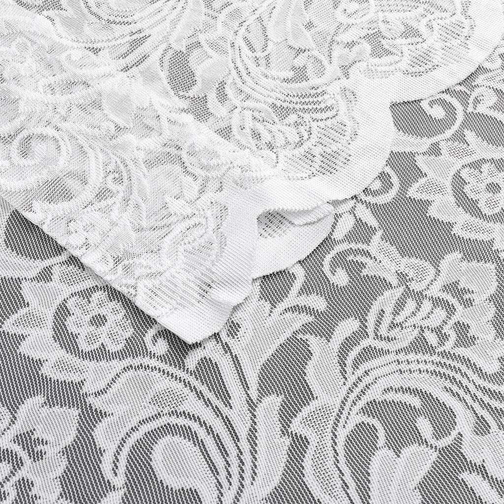 White Lace Curtain 216 inches Long Bedroom Vintage Floral Extra Long Window Scarf Valance 1 Panel 52" Wx216 L
