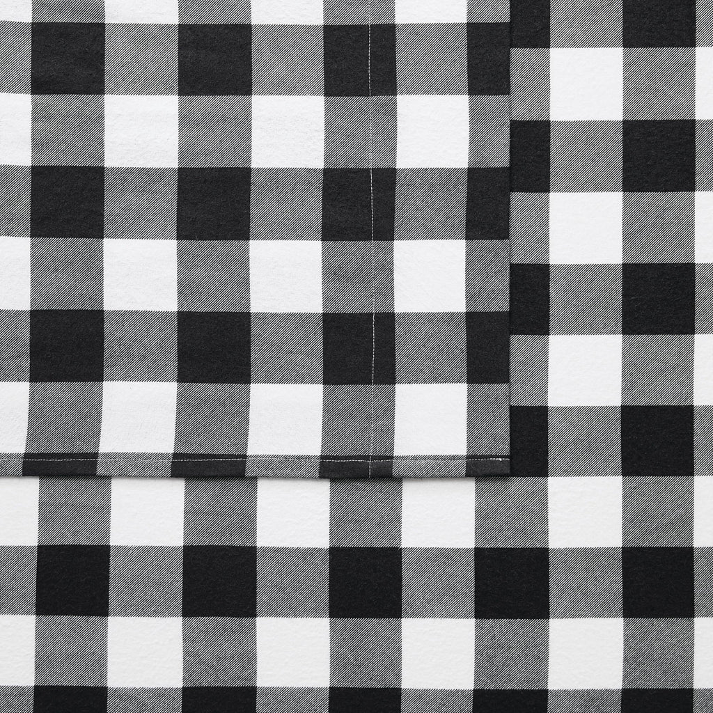 Buffalo Check Flannel 4-Piece Sheet Set in White and Black, Cotton, Adult, All Season, Oeko-TEX Certified