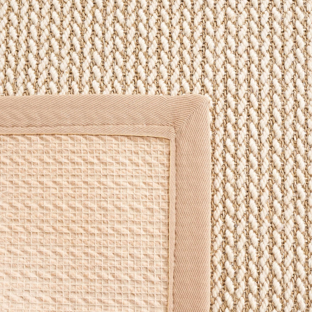 Area Rug 10x14 - Natural Fiber - Large - Beige, Sisal & Wool, Woven Design with Border
