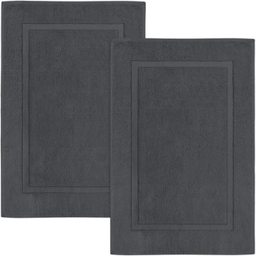 Cotton Bath Mat, 21x34 In, 2 Pack, Grey