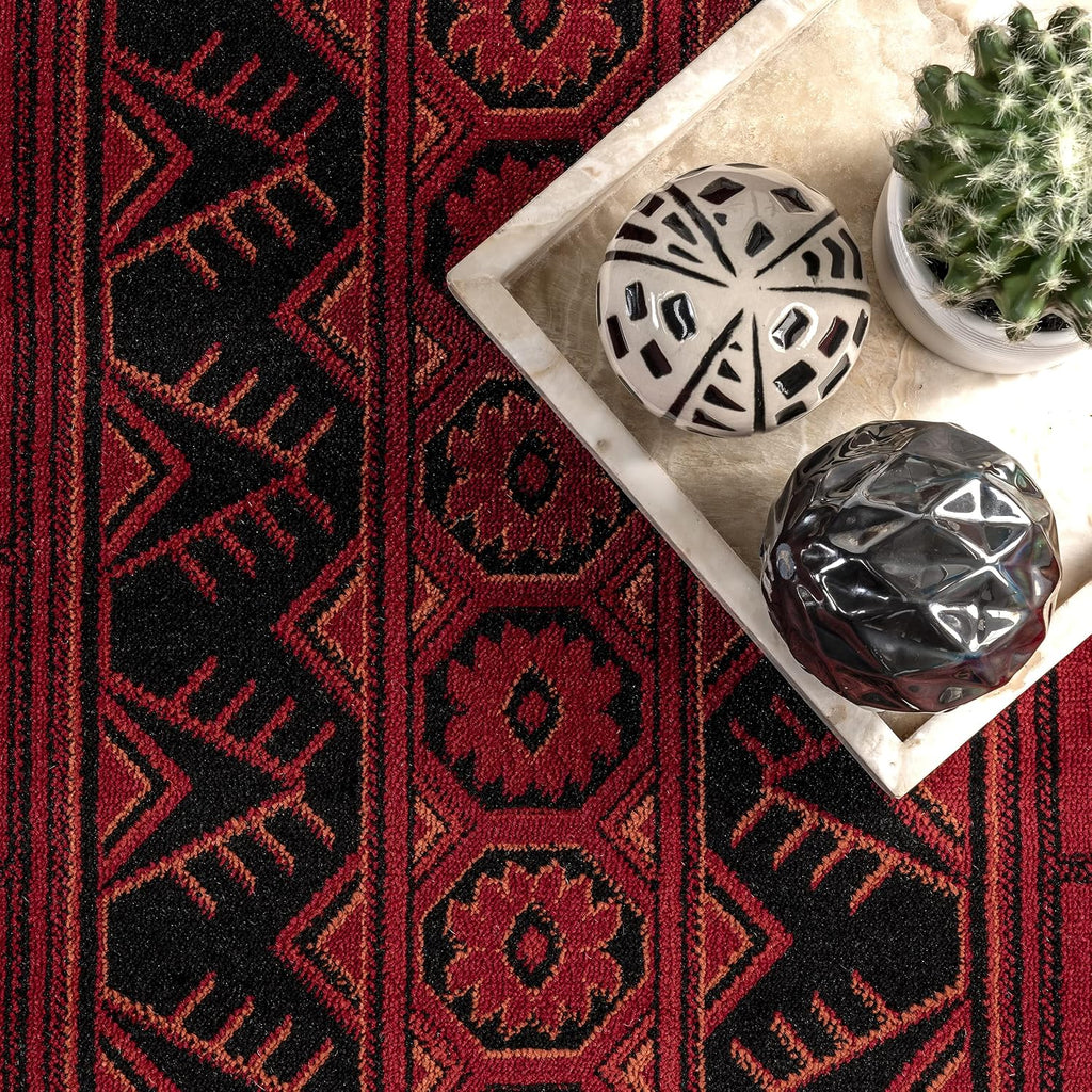 Billie Red Medallion Power Loomed Area Rug