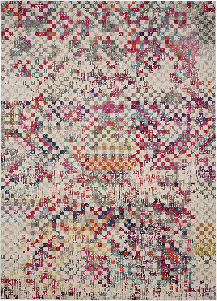 Monaco Area Rug - 10' x 14', Grey & Multi, Boho Pixel Abstract Design, Non-Shedding & Easy Care