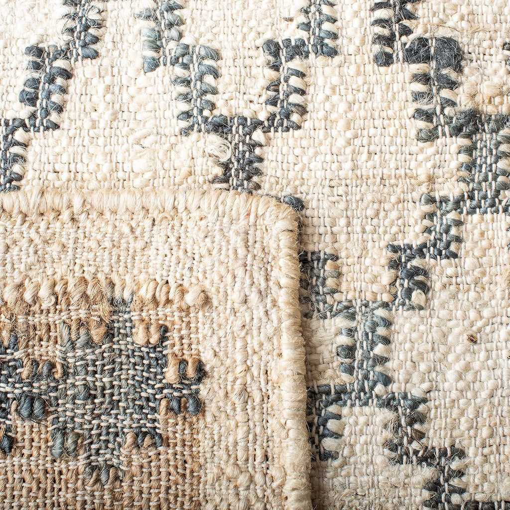 Kilim Collection Area Rug, Ivory & Grey, Handmade Flat Weave Jute, Ideal for High Traffic Areas (KLM755A)