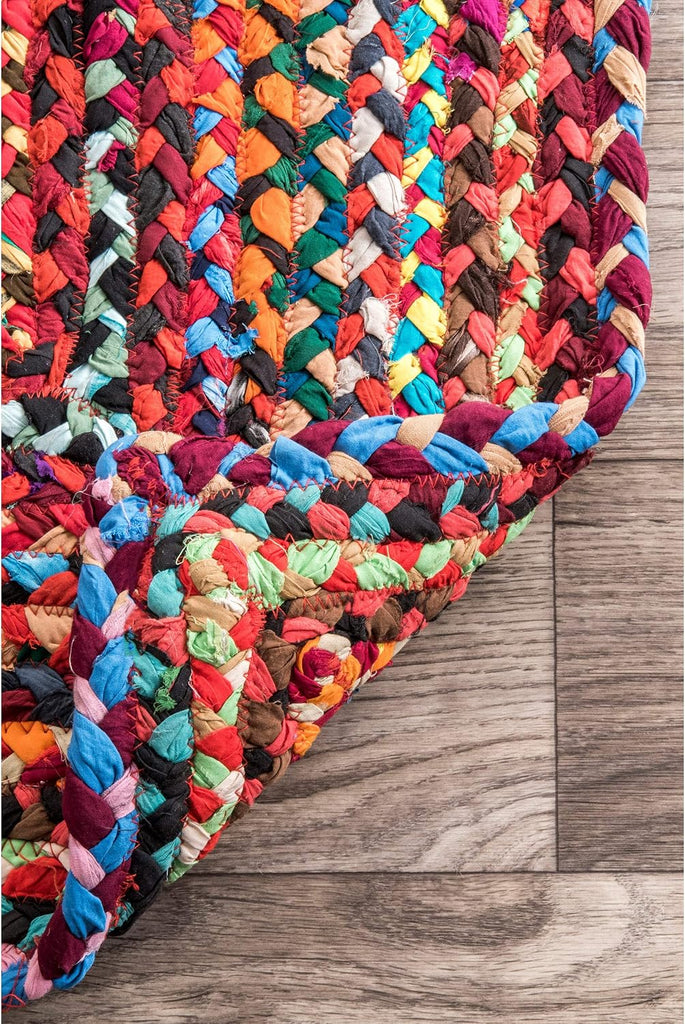 Tammara Bohemian Hand Braided Accent Rug, 3' x 5' Oval, Multi