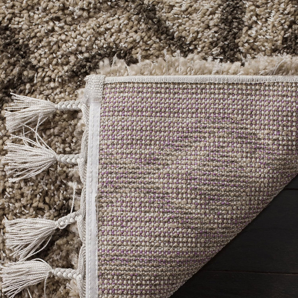Moroccan Fringe Shag Collection Area Rug, Mushroom & Grey, Boho Tribal, Non-Shedding & Easy Care