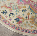 Home Passion Ivory Pink 8' x Round Area Rug - Easy Clean, Non Shedding, Bed Room, Living Room, Dinin