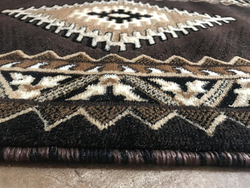 Southwest Native American Indian Oval Area Rug Chocolate Brown Design D143 (3 Feet X 4 Feet 7 Inch)