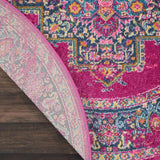 Home Passion Fuchsia 8' x Round Area Rug - Easy Clean, Non Shedding, Bed Room, Living Room, Dining R